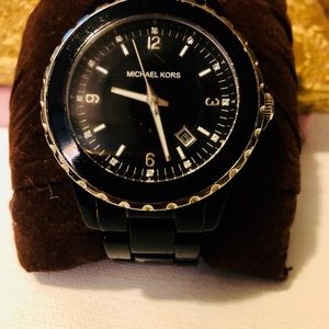 Michael Kors Ceramic & Crystal Black Watch